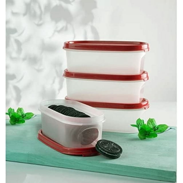 Tupperware. MM Oval #1 Containers 500 ml Red Set of 4 Pc(Plastic)