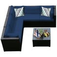thumbnail image 4 of Gymax 6PCS Rattan Patio Sectional Sofa Conversation Set Outdoor w/ Navy Cushions, 4 of 6