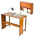 thumbnail image 4 of Foldable Bamboo Workstation, Compact Desk for Standing in Bedroom, Kitchen, and Studio Spaces (Brown), 4 of 10