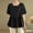 Black, variant on Olyvenn Fashion Women's Solid Ruffle Hem Babydoll Blouse Cotton Linen Solid Tops Crew Neck Short Sleeve Peplum Shirts Black L