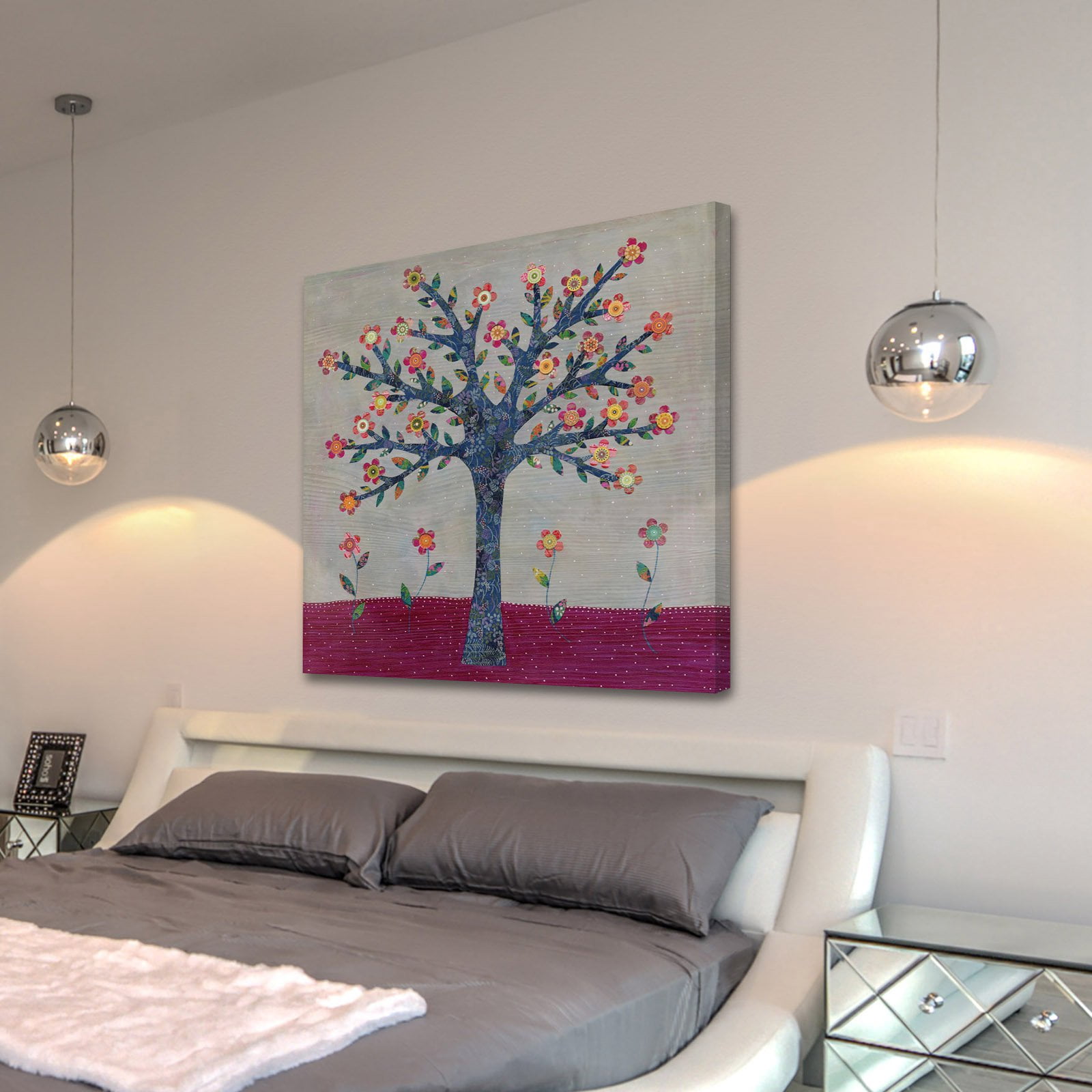 Marmont Hill Whimsical Flower Tree Print on Wrapped Canvas