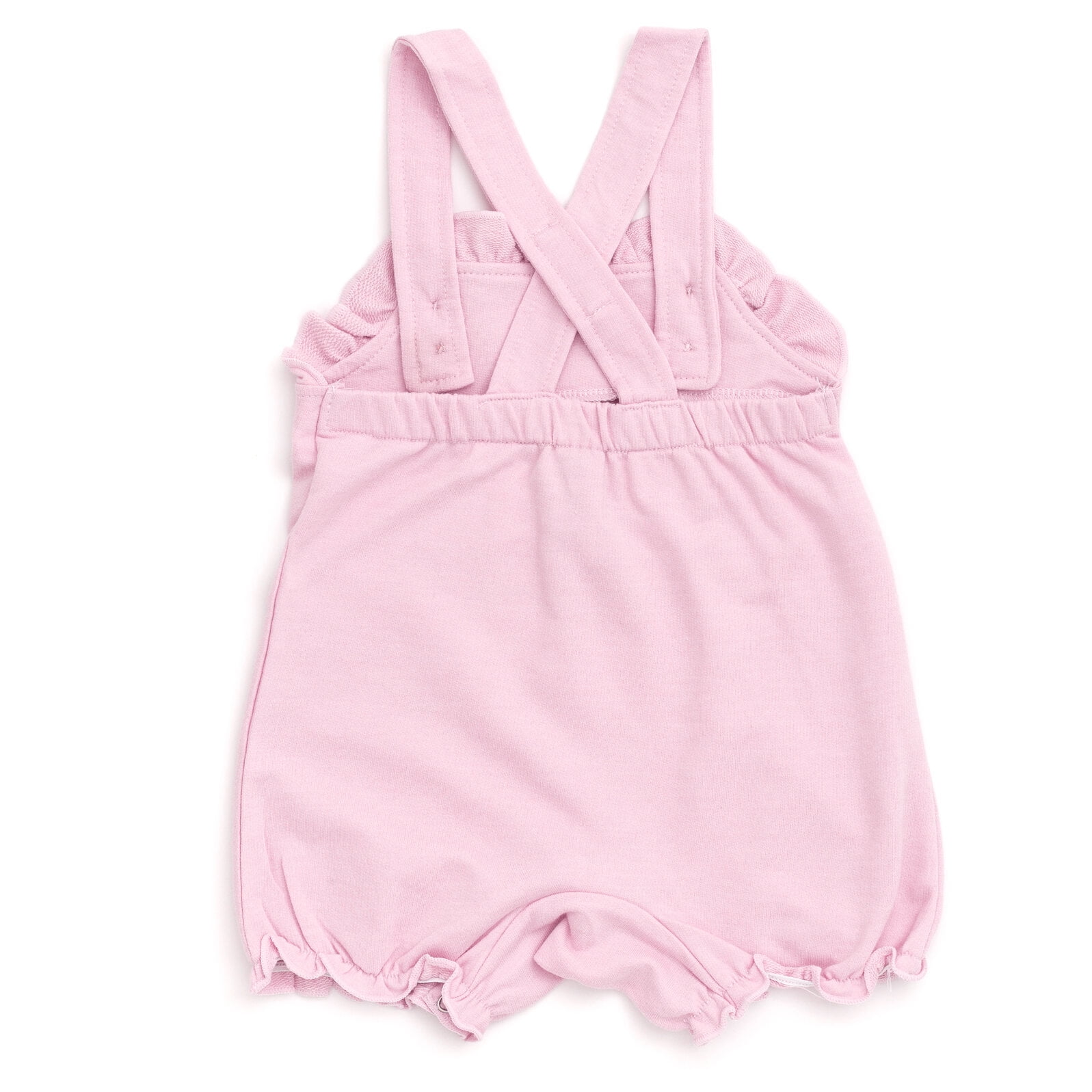 Disney Minnie Mouse Infant Baby Girls French Terry Short Overalls T-Shirt and Hat 3 Piece Outfit Set Newborn to Infant