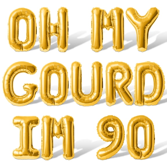 Letter Balloons - OH MY GOURD IM 90 16" Inch Alphabet Letters Foil Mylar Balloon 90th Birthday Party Banner(Gold)