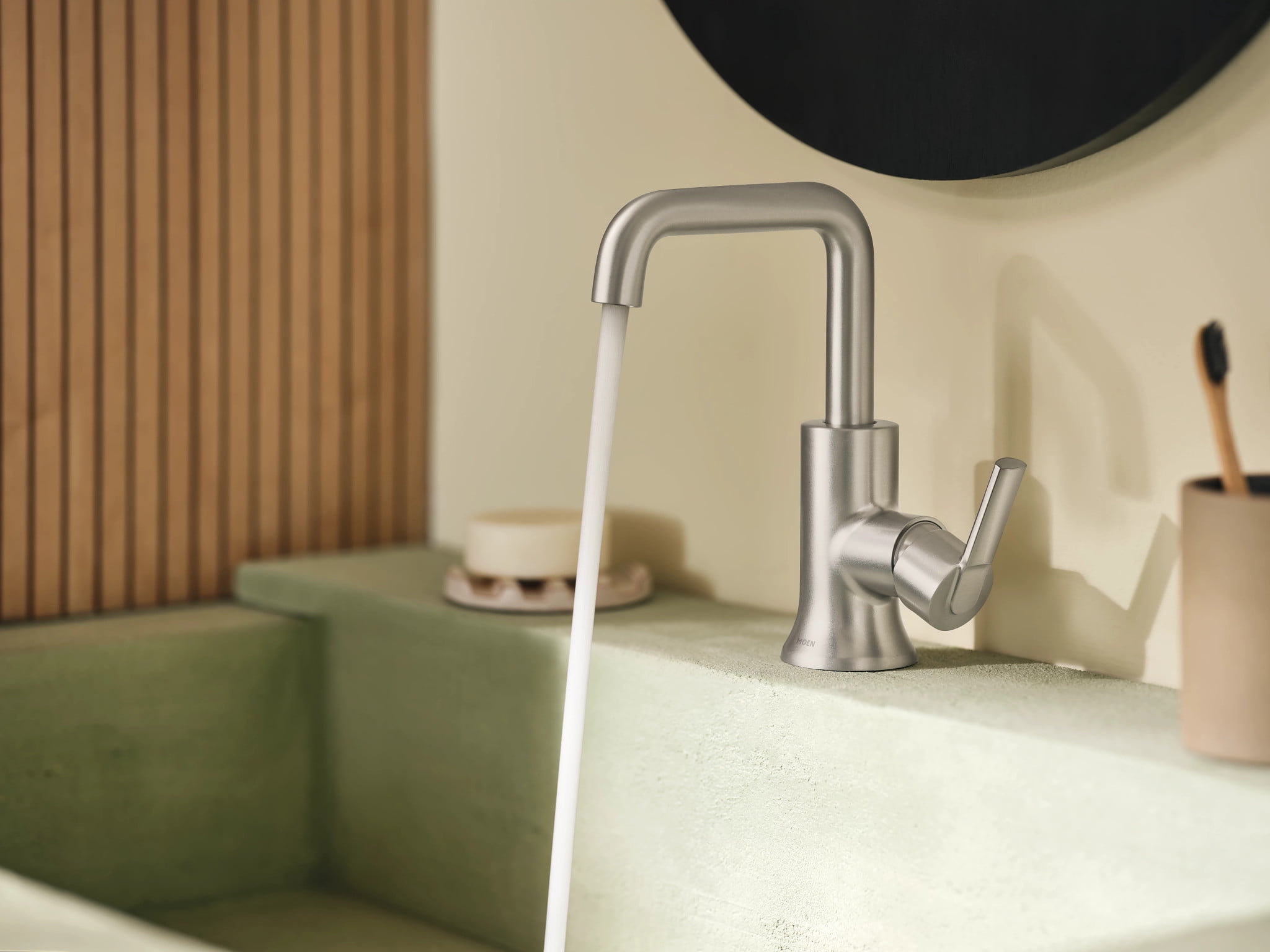 Moen Zyla Spot Resist Nickel High Arc Single Handle Bathroom