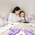 thumbnail image 4 of Feelyou Dreamy Unicorn Kid Bedding Comforter Set 7pcs, Watercolor Rainbow Print King Bedding Sets, Cloud Stars Galaxy Reversible Bed Sheets, Ultra Soft Bedroom Decor, 4 of 7