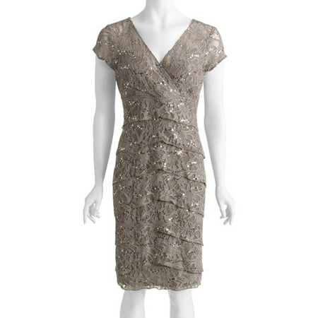 Women's Pleated Lace Holiday Dress