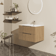 thumbnail image 5 of 30" Wall Mounted Bathroom Vanity With Sink Floating Bathroom Cabinet, Soft-Close System,2 Extra Big Drawers,Walnut, Sink Not Included, Natural Walnut, 5 of 6