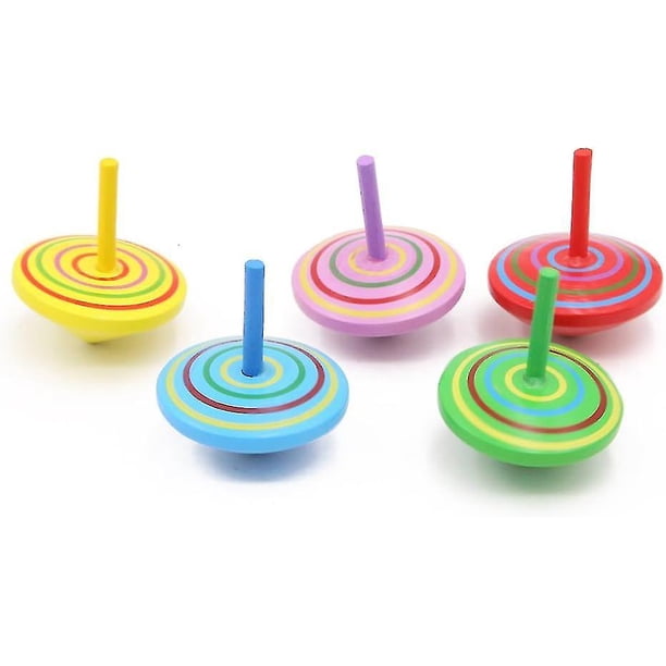 Set De 2 Peonzas De Madera Con 16 Tarjetas De Colores Para Decorar, Juguete Educativo Y Creativo
