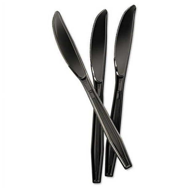 Heavyweight Polystyrene Cutlery, Knife, Black, 1000/Carton
