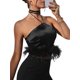 thumbnail image 4 of SAYOO, chaleco de plumas para mujer, sin mangas, con cordones, cuello Halter, espalda descubierta, retales de plumas, Tops de verano para fiesta de Club SAYOO  moda, 4 of 9