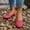 #0295-Red, variant on Xucatan Trendy Women's Sparkly Rhinestone Flat Shoes with Round Toe, Soft Faux Upper with Padded Insole, Non-Slip Flexible Sole Lightweight Walking Shoes for Daily Outfits Gift