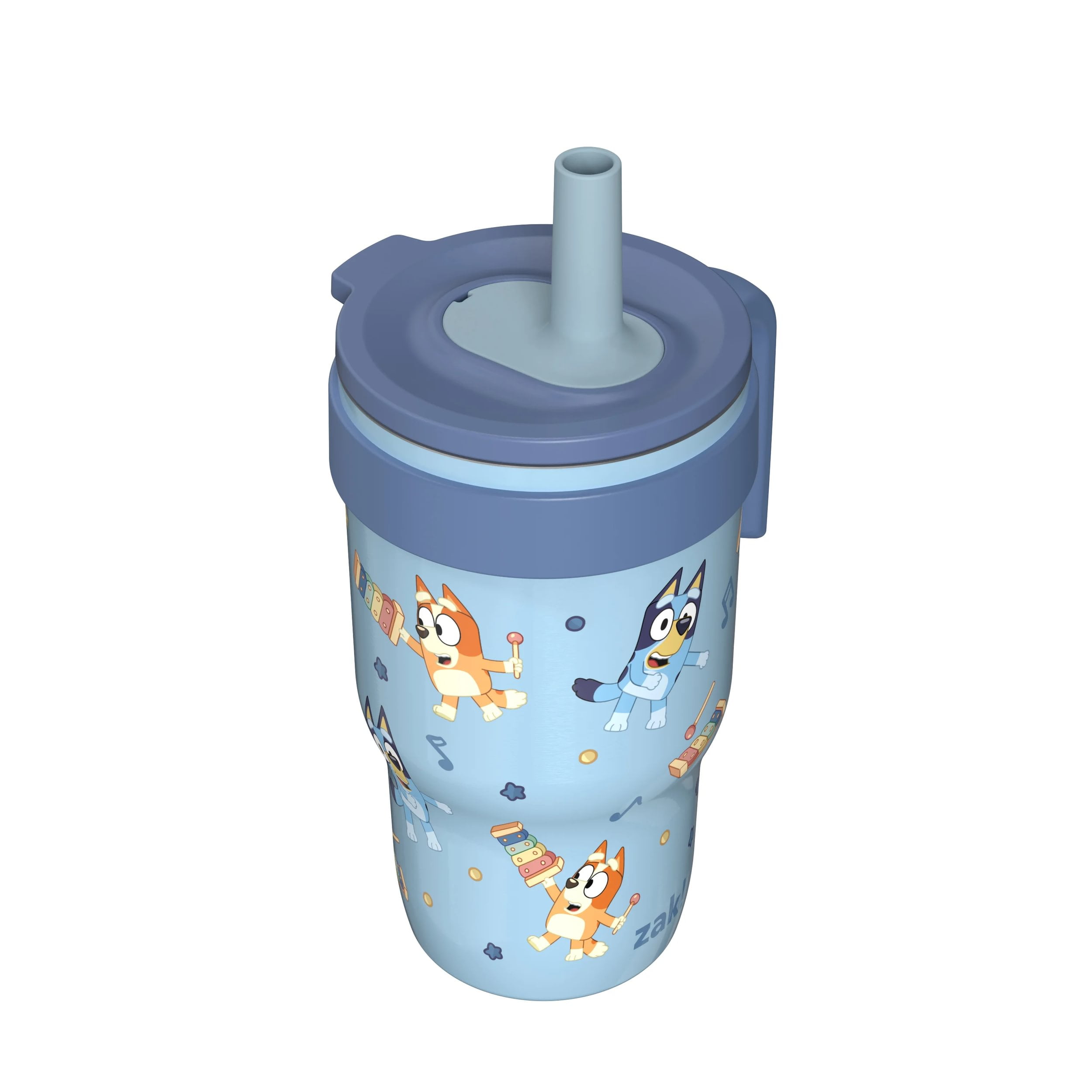 Zak Designs Bluey 10oz Mini Cruiser Tumbler, Soft Straw Stainless