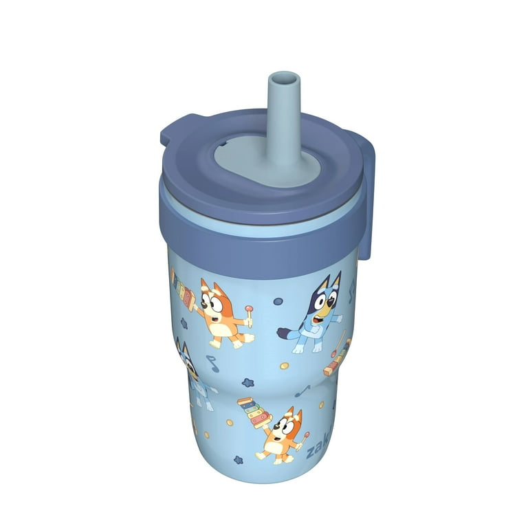 Zak Designs Bluey 10oz Mini Cruiser Tumbler, Soft Straw Stainless