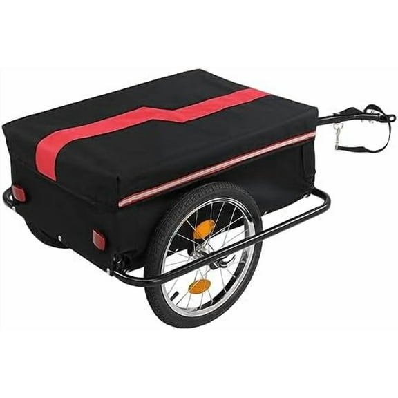 Bike Trailer Foldable Bicycle Trailer with Detached Cover, Quick Release Wheel, Anti-Rust Steel Frame and Universal Trailer Hitch, Bike  Trailer for Moving Houses, Camping and Shopping