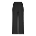 thumbnail image 3 of Black Womens Flare Wide Leg Straight Leg Elastic Waist Plain Long Boot Cut Leg Pants for Women Brunch Fall Summer 2026 Clothing Y2K 5XL, 3 of 9