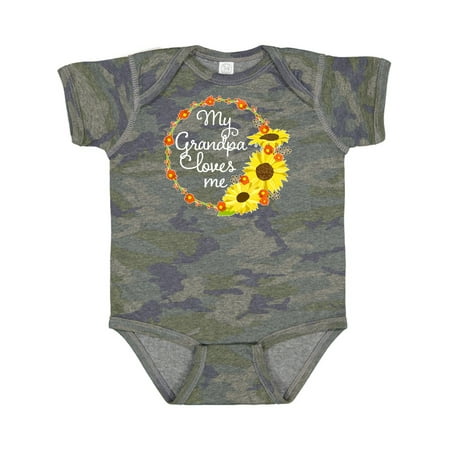 

Inktastic My Grandpa Loves Me with Sunflower Wreath Gift Baby Boy or Baby Girl Bodysuit