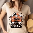 thumbnail image 2 of Jester of Fear Shirt, Creepy Halloween Clown Graphic Tee, Natural, Size L, 2 of 6