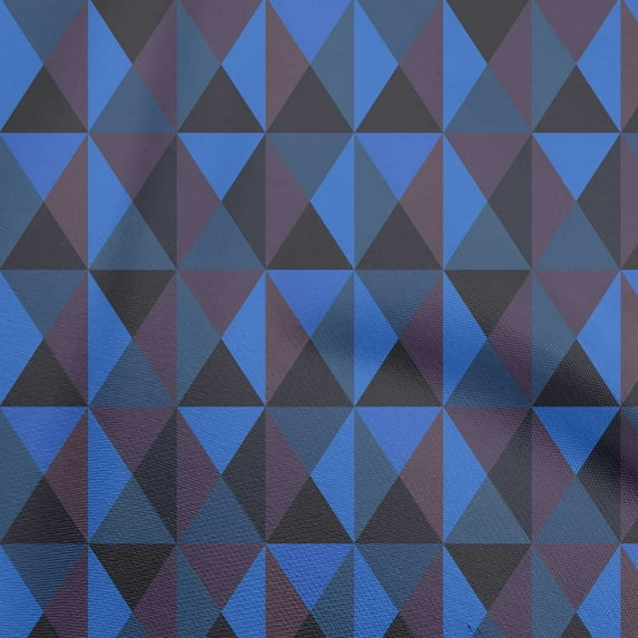 oneOone Cotton Poplin Medium Blue Fabric Geometric Sewing Material Print Fabric By The Yard 56 Inch Wide