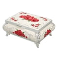 thumbnail image 2 of Vintage Jewelry Box, Gift Box Trinket Box Rectangular  For Ladies Girls Silver White Red Rose, 2 of 8