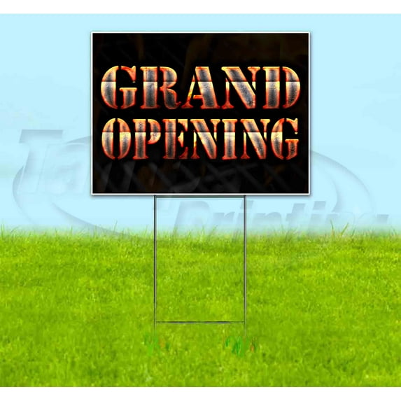 Grand Opening (18" x 24") Yard Sign, Includes Metal Step Stake