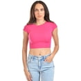 thumbnail image 1 of Crop top de manga corta /Juvenil, 0127 (Fiusha) fucsia M, 1 of 4