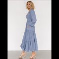 thumbnail image 4 of Vestido Elegante para Mujer, con Escote Cuadrado, Larga, Volantes, Cintura Alta, Ajustado, Plisado y Bolsillos, para y Otoño Azul M, 4 of 10