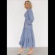 thumbnail image 4 of Vestido Elegante para Mujer, con Escote Cuadrado, Larga, Volantes, Cintura Alta, Ajustado, Plisado y Bolsillos, para y Otoño Azul S, 4 of 10