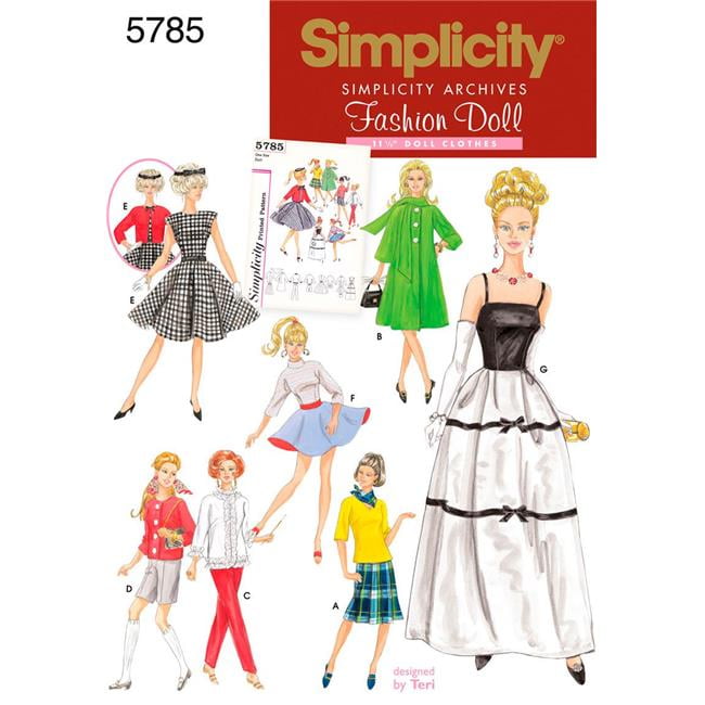 Doll Clothes Sizes OS One Size Simplicity Sewing Pattern 4702