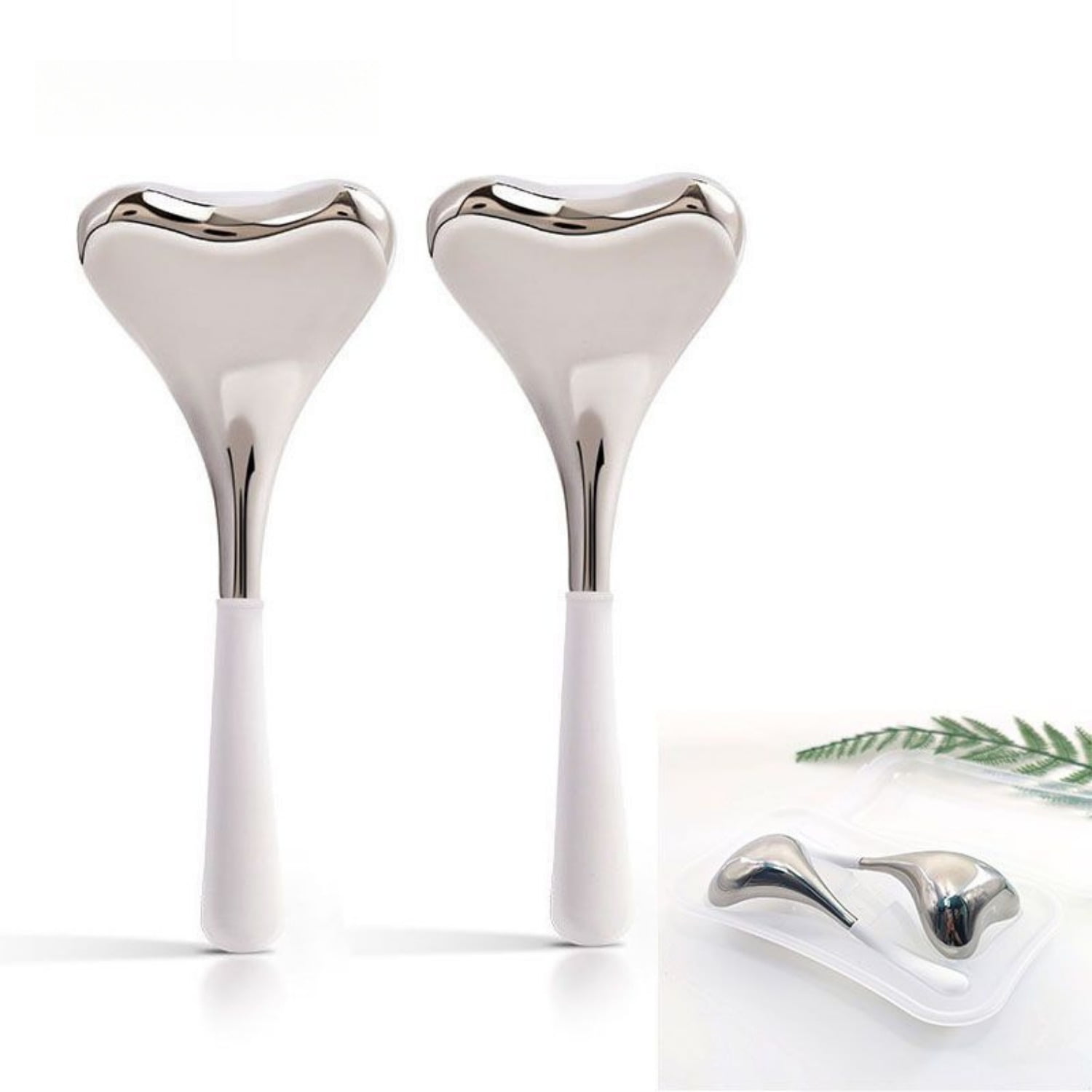 2pc Stainless Steel Ice Roller Beauty Massage Tool Ice Wave Energy Hammer for Face Puffiness and Skin Tightening