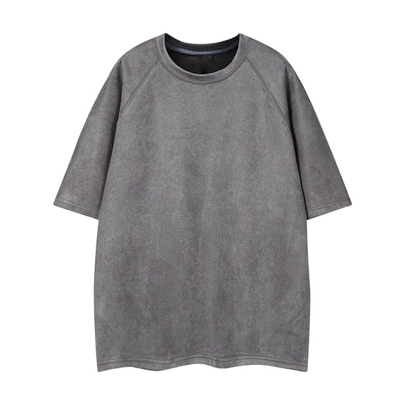 M-4X Big & Tall Sueded T Shirts for Men Plus Size Short Sleeve Tees Tops Mens Casual Solid Color Pullover Crewneck Slim Basic Streetwear Tshirts Shirt