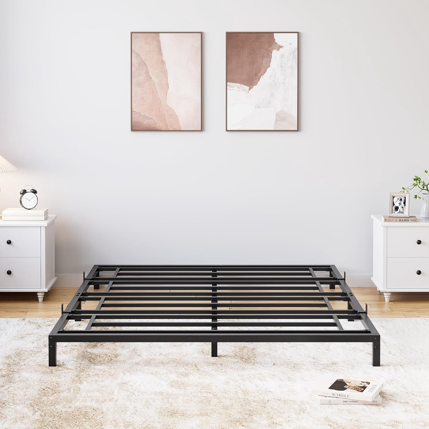 6 Inch Full Size Metal Bed Frame – Heavy Duty Platform Bed with Storage Space,Steel Support,No Box Spring Needed, Easy Assembly Mattress Foundation, Noise-Free,Black