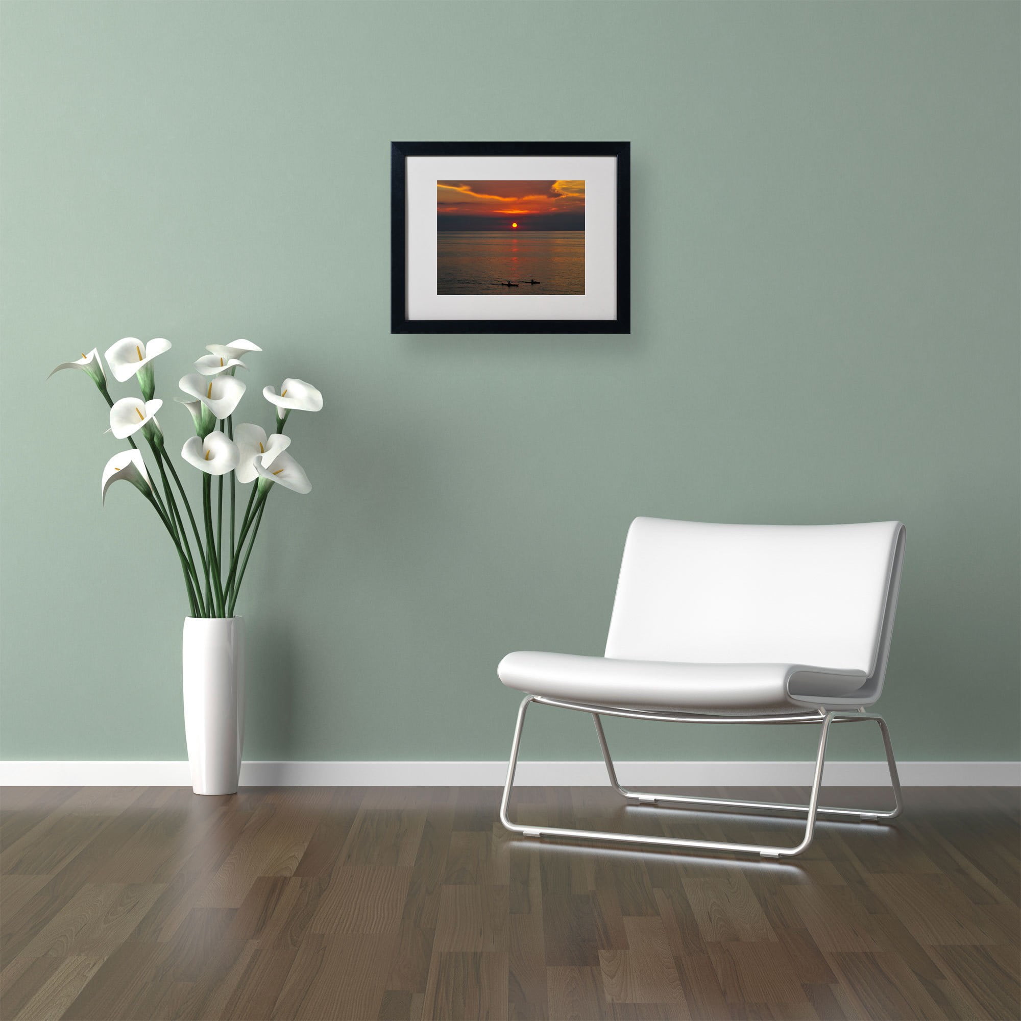 Trademark Fine Art "Sunset Paddle" Canvas Art by Kurt Shaffer, Black Frame