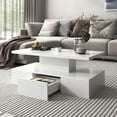 thumbnail image 3 of table Basse Moderne Haute Brillance Blanche – simple et Polyvalente, avec un Tiroir Caché, 3 of 30