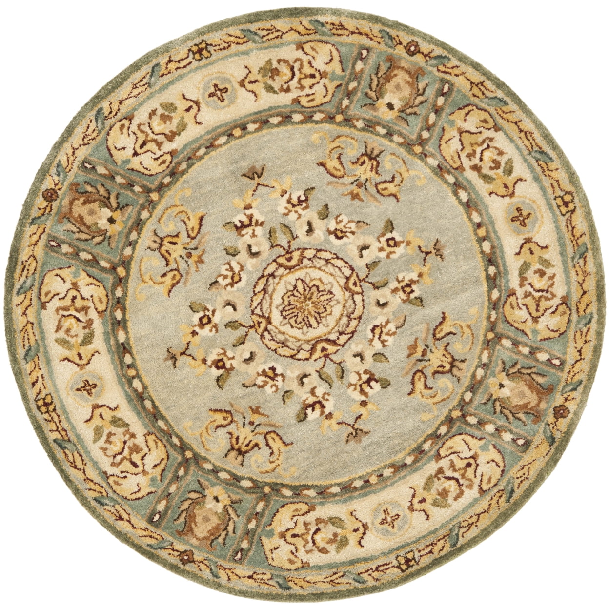 SAFAVIEH Bergama Cromwell Oriental Wool Area Rug, Light Blue/Ivory, 5' x 8'