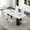 Black Base Table and C-shape Silver Leg White Chairs, variant on Sumdeal Luxurious Modern Dining Table,Black