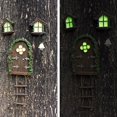 thumbnail image 6 of Opvise 1 Set Luminous Fairy House Figurine Tree Hanging Statue Window Door Street Lamp Fairy Resin Craft Decor Outdoor Ornament Brown, 6 of 7