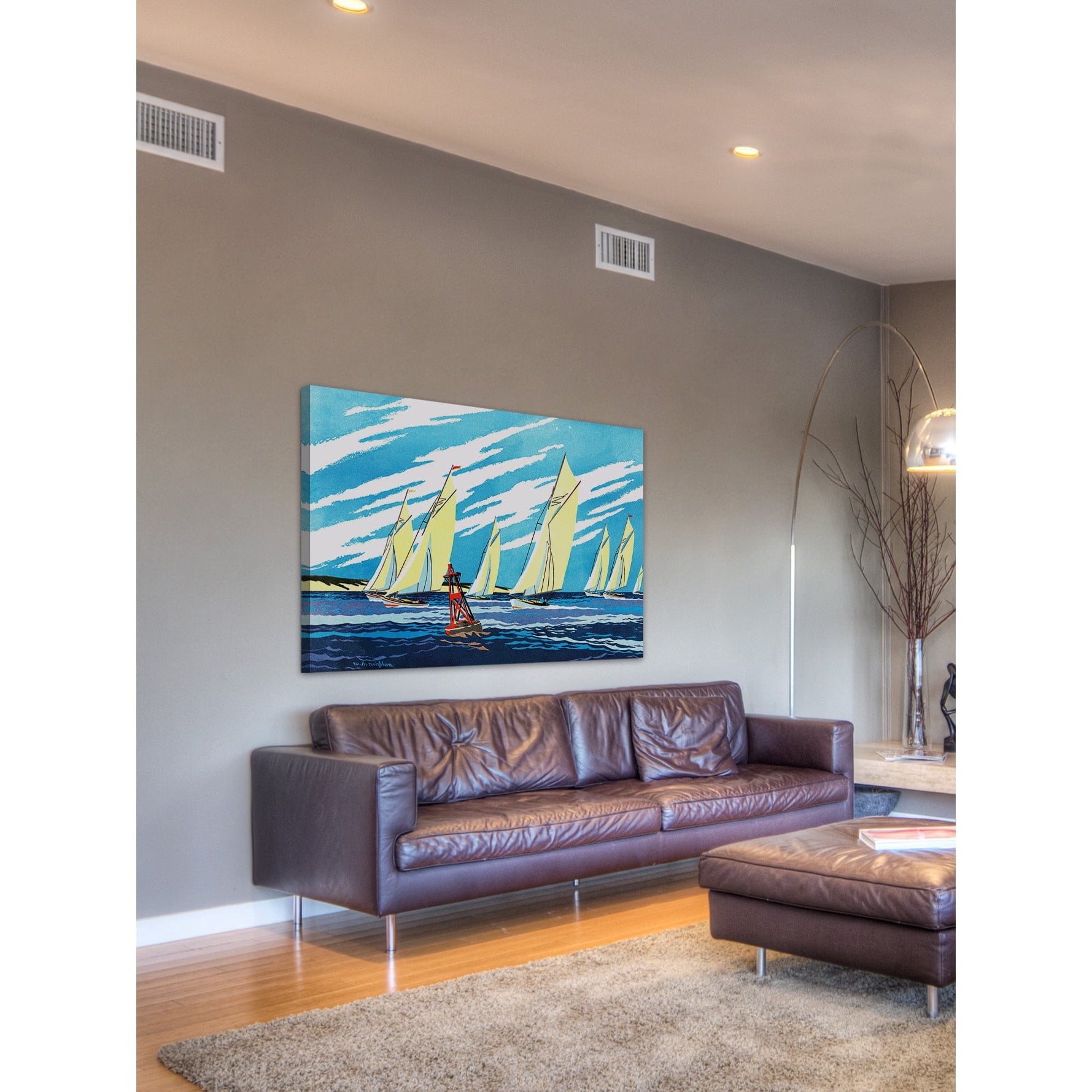 Marmont Hill - "Yellow Sailboats" Painting Print on Wrapped Canvas