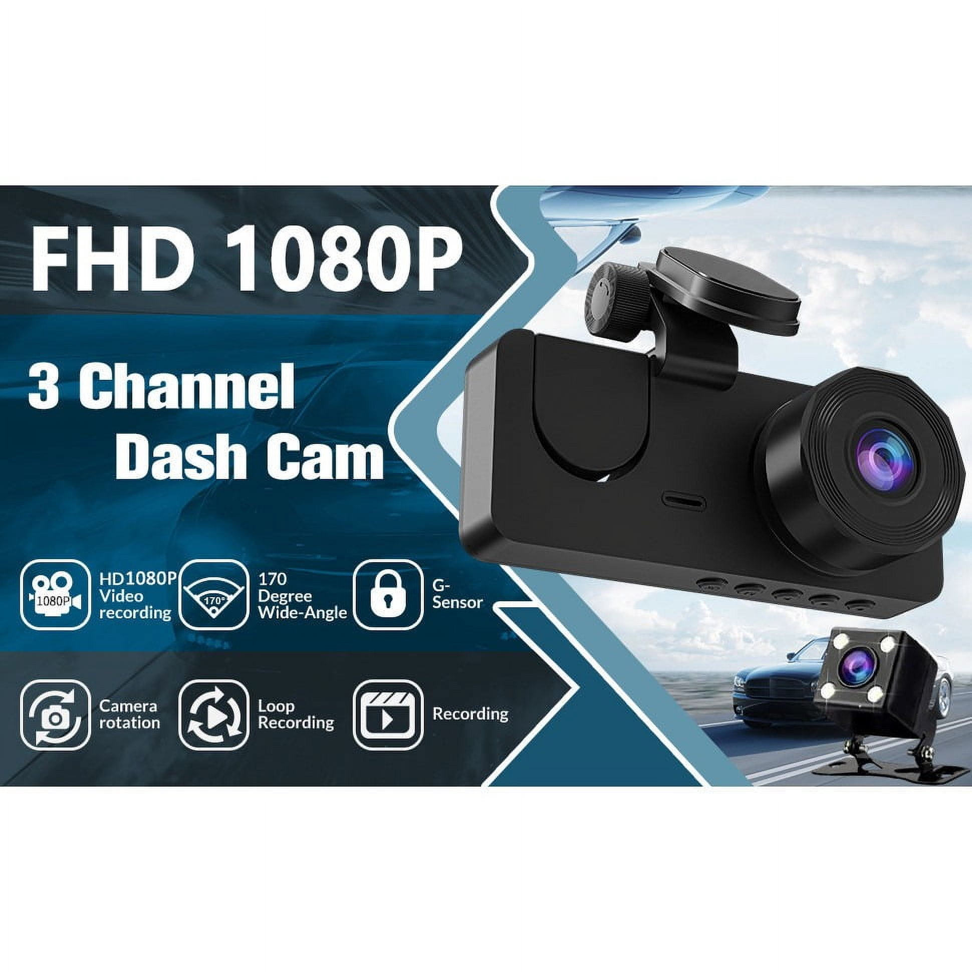 Y15 3 Channel Dash Cam,WiFi Dash Camera,App Control Car Camera,IR Night Vision,WDR,24H Parking Monitor,Loop Recording Car DVR