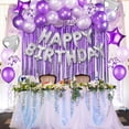 thumbnail image 3 of Globos de fiesta Irfora Juego de 37 globos de calidad premium para interiores y exteriores, color morado, para fiestas de cumpleaños, globos de cumpleaños de estrella plateada y morada, globos de lát, 3 of 7