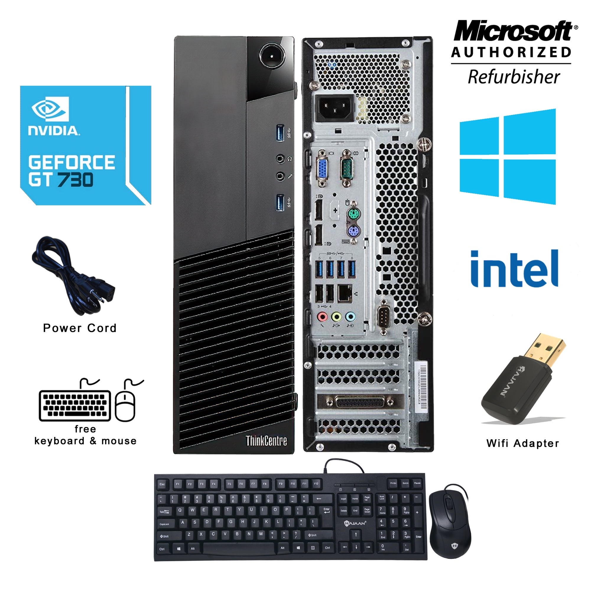 Lenovo ThinkCentre M93 SFF Desktop Computer NVIDIA GT730 4GB Video card Intel Core i5 4th Gen 3.2GHz 8GB DDR3 RAM 512GB SSD Windows 10 Home USB Keyboard and Mice WiFi HDMI Refurb(2015 Model)