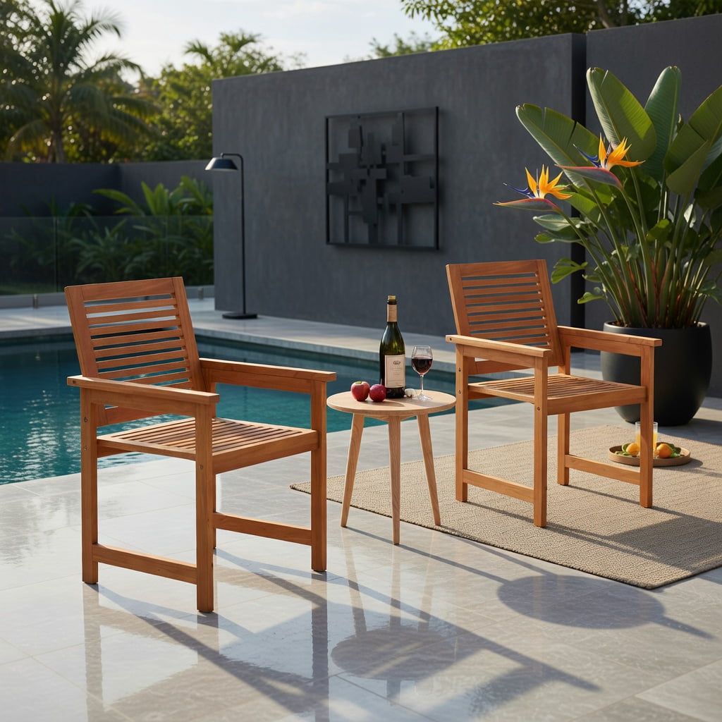 Hommoo 2-Piece Wood Patio Chair Set with Ergonomic 105° Backrest, Slatted Breathable Seat & Rustic Outdoor Design for Deck, Porch, Garden & Backyard, Natural