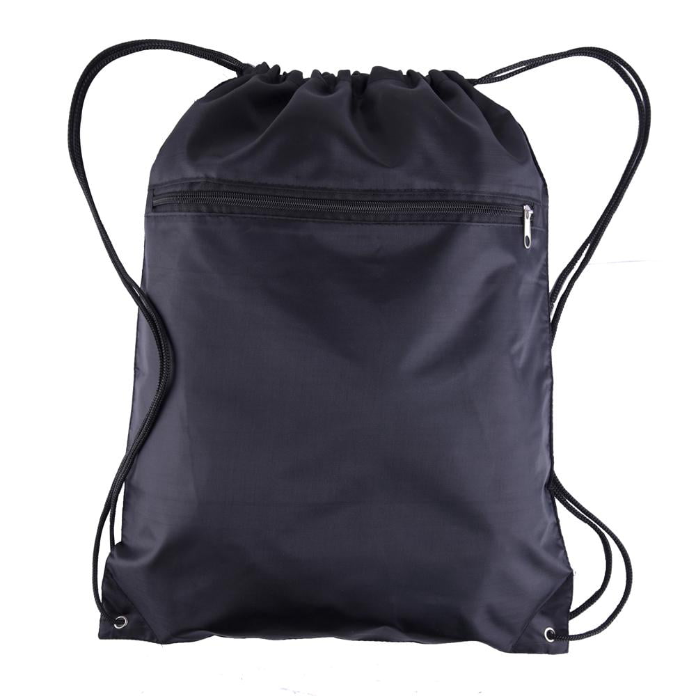 Wholesale Drawstring Bags Polyester Backpacks with Front Zipper Pocket ...