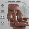 thumbnail image 4 of E-Motie Leather Home Office Chair, High Back Ergonomic Chair with Footrest, 500lb, Brown, 4 of 10