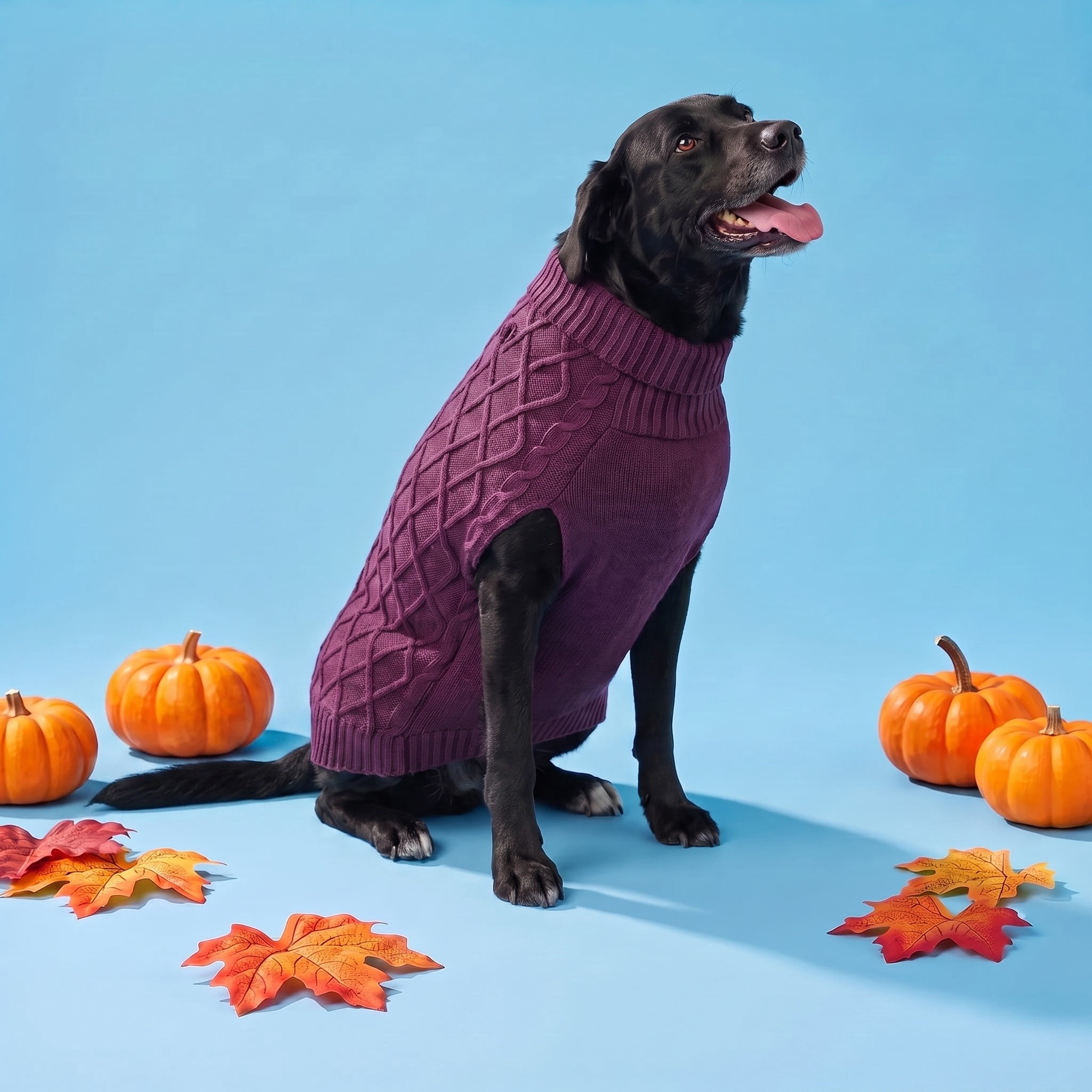 Vibrant Life Cable Knit Sweater for Dogs, Plum, L