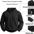 thumbnail image 3 of RJMDKXZ Fleece Hoodies for Men Pullover Loose Fit Casual Solid Long Sleeve Drawstring Fleece Lined Sweatshirts Comfy Warm Tops with Hood, 3 of 7