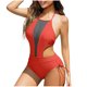 thumbnail image 2 of Trajes de baño de una pieza para mujer, moda de verano para mujer, color sólido con cojín en el pecho y sin soporte de acero, traje de baño con tirantes sin espalda, traje de baño para mujer, 2 of 5