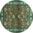 thumbnail image 1 of Ahgly Company Indoor Round Animal Turquoise Blue Traditional Area Rugs, 5' Round, 1 of 4