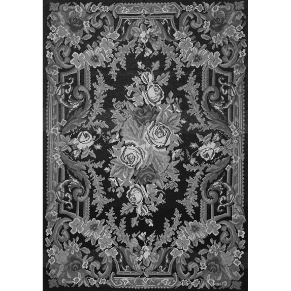 Ahgly Company Machine Washable Indoor Rectangle Medallion Gray French Area Rugs, 5' x 8'