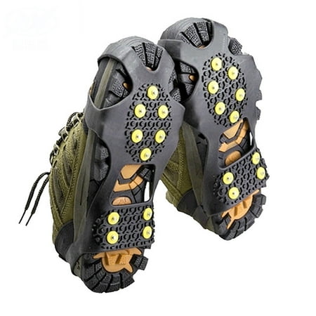 Outdoor 10-Stud Nonslip Footwear Rubber Spikes Slip-on Stretch Crampons Ice and Snow Grips 10 teeth L