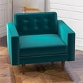 thumbnail image 6 of Harriet Mid-Century Modern Pillow Back Velvet Armchair in Turquoise, 6 of 6